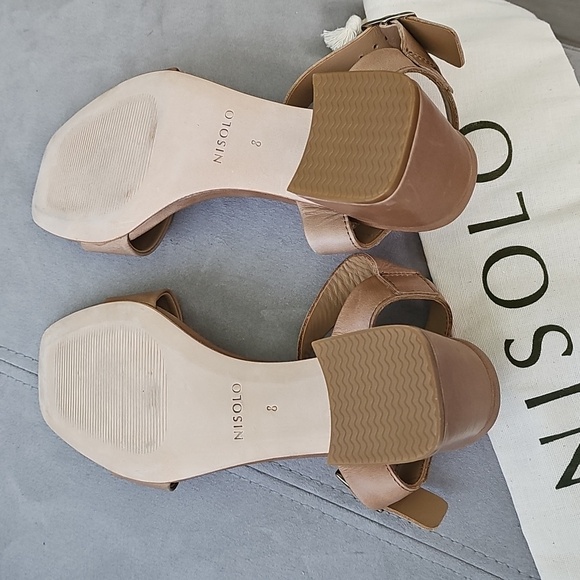 NIB NISOLO Stella Go To Block Heel Sandals In Almond - Picture 10 of 11